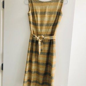 VTG I Magnin 60s Metallic Stripe Belted Dress